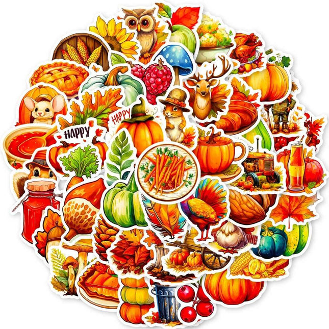 50-Piece Pumpkin Sticker Set – Waterproof Vinyl for All Surfaces