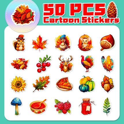 50-Piece Pumpkin Sticker Set – Waterproof Vinyl for All Surfaces