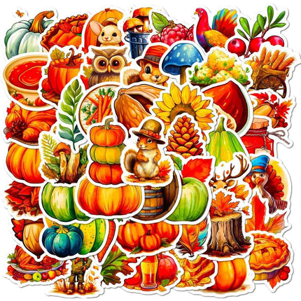 50-Piece Pumpkin Sticker Set – Waterproof Vinyl for All Surfaces