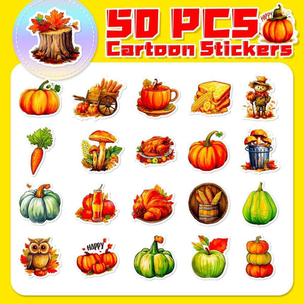 50-Piece Pumpkin Sticker Set – Waterproof Vinyl for All Surfaces
