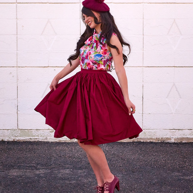 Peggy Swing Skirt in Burgundy