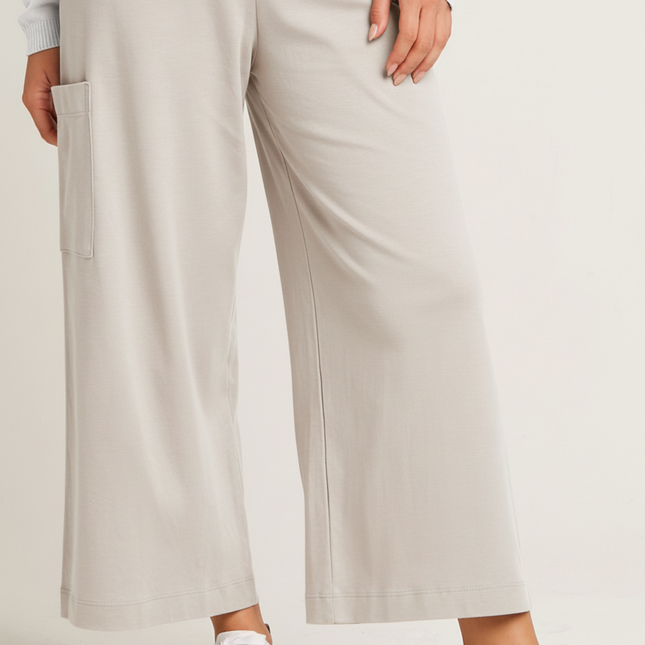 Pima Cotton Cropped Gaucho Pants - Putty