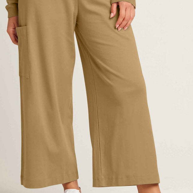Pima Cotton Cropped Gaucho Pants - Walnut