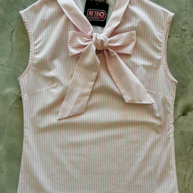 Pink Striped Bow Top
