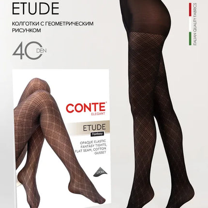 Conte Etude 40 Den - Fantasy Women's Tights with Geometric Pattern (24S-82SP)