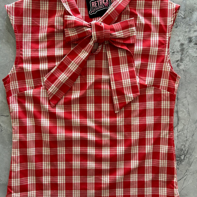 Red Plaid Bow Top - Plus Sizes only