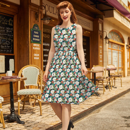 Winter Floral Vintage Dress