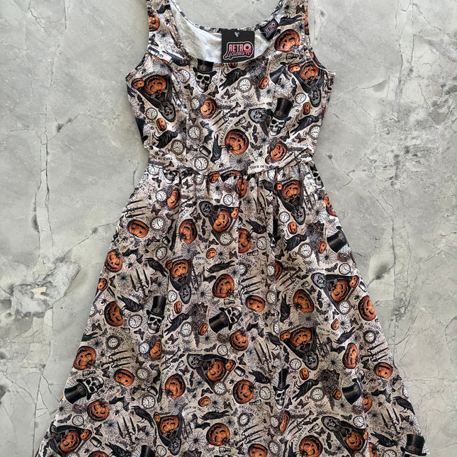 Skulls & Pumpkins Fit & Flare Dress