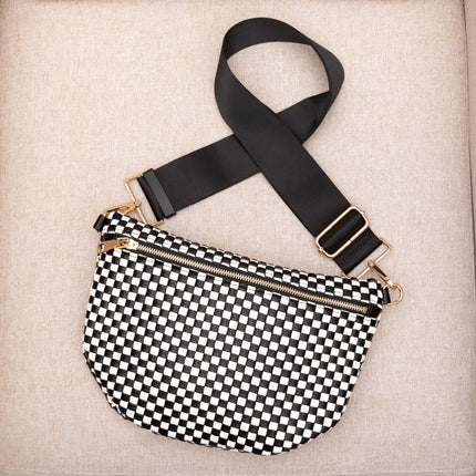 Layla Woven Checkered Crossbody Sling Bag