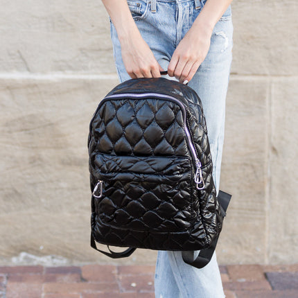Jade Metallic Puffer Backpack