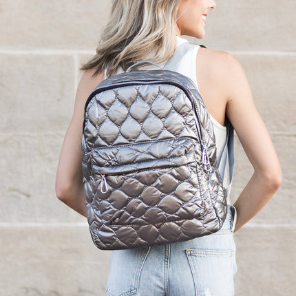 Jade Metallic Puffer Backpack