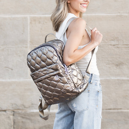 Jade Metallic Puffer Backpack