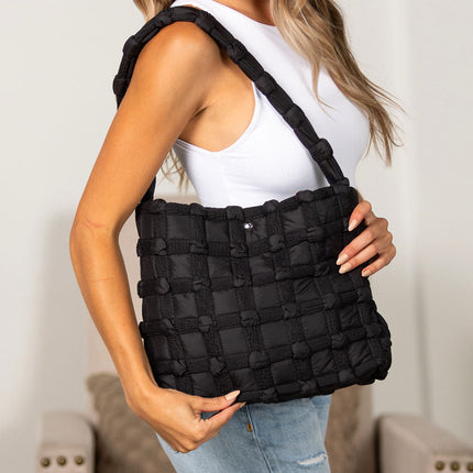 Maya Basket Weave Puffer Tote