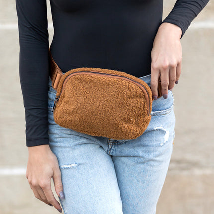 Lola Boucle Sherpa Sling Crossbody Belt Bum Fanny Waist Bag