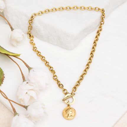 Coin Accent Chain Necklace