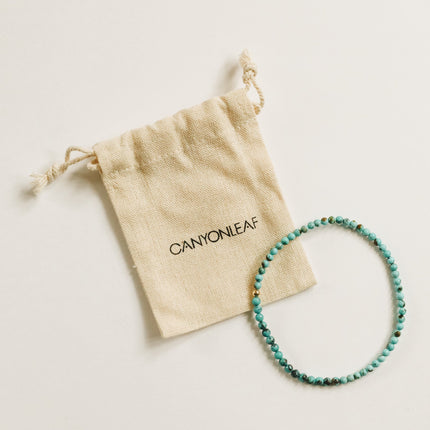 Natural Turquoise + 14K Gold Filled || Beaded Stretch Bracelet