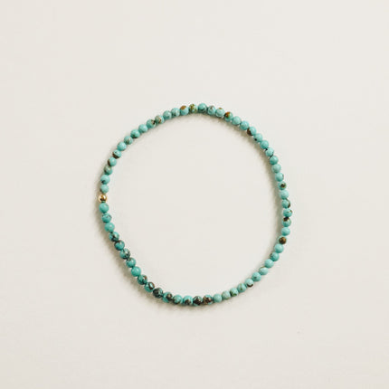 Natural Turquoise + 14K Gold Filled || Beaded Stretch Bracelet