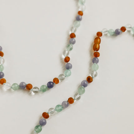 Baltic Sea Amber + Natural Gemstone || Anklet or Bracelet