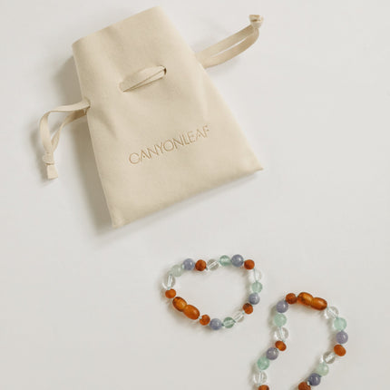 Baltic Sea Amber + Natural Gemstone || Anklet or Bracelet