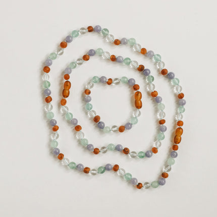 Baltic Sea Amber + Natural Gemstone || Anklet or Bracelet