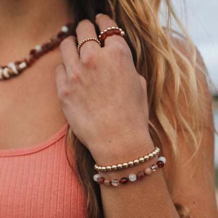 Baltic Sea Amber || Sunstone + Moonstone || Natural Gemstone Anklet or Bracelet