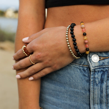 Raw Honey Baltic Sea Amber : Smokey Quartz + Rhodonite|| Anklet or Bracelet