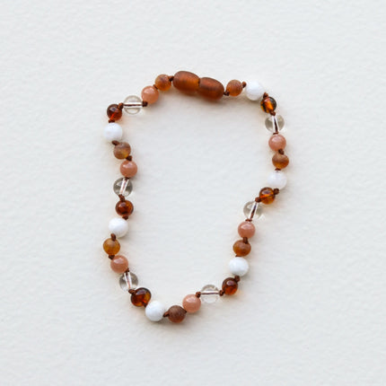 Baltic Sea Amber || Sunstone  + Moonstone || Natural Gemstone Necklace
