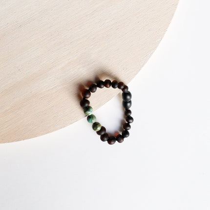 Raw Black Baltic Amber + Turquoise Jasper || Anklet or Bracelet