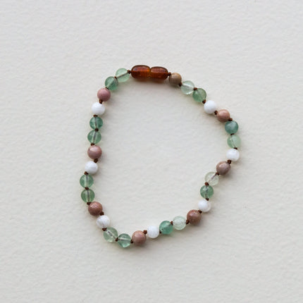 Fluorite + Moonstone + Rhodonite || Natural Gemstone Anklet or Bracelet
