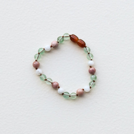 Fluorite + Moonstone + Rhodonite || Natural Gemstone Necklace
