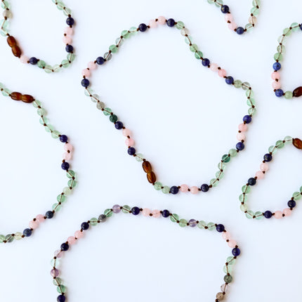 Fluorite + Lapis Lazuli + Rose Quartz || Gemstone Necklace