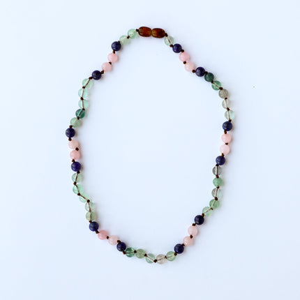 Fluorite + Lapis Lazuli + Rose Quartz || Gemstone Necklace