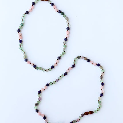 Fluorite + Lapis Lazuli + Rose Quartz || Gemstone Necklace