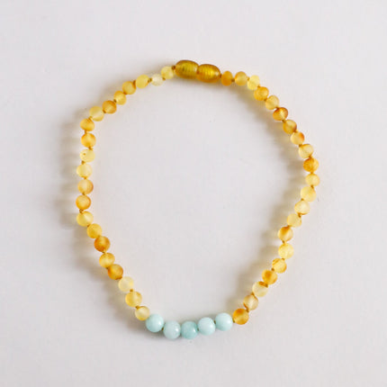 Raw Honey Baltic Amber + Amazonite || Necklace