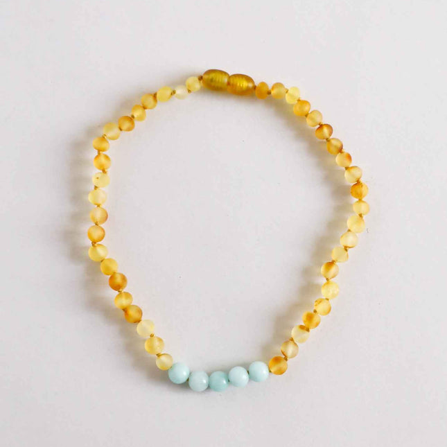 Raw Honey Baltic Amber + Amazonite || Necklace