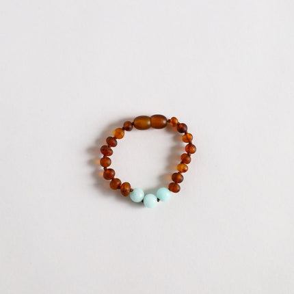 Raw Cognac Baltic Amber + Amazonite || Anklet or Bracelet
