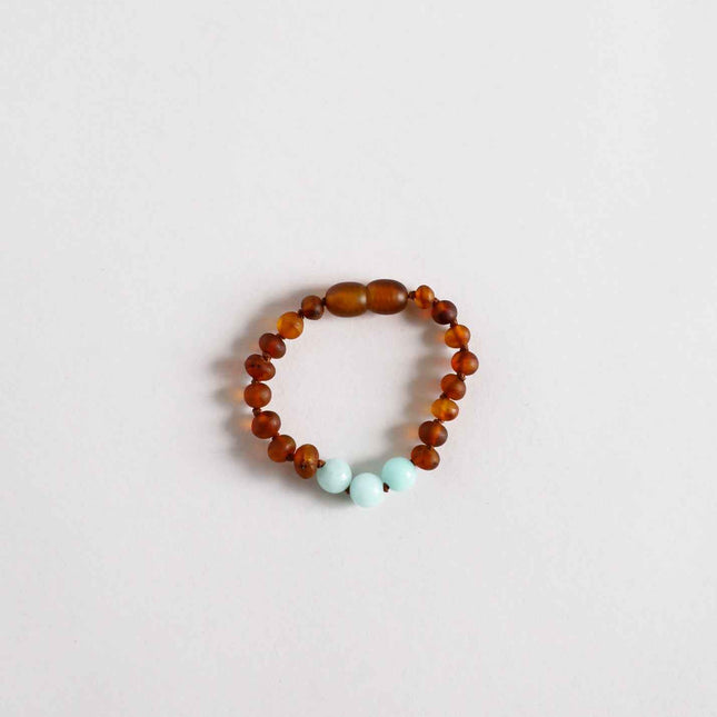 Raw Cognac Baltic Amber + Amazonite || Anklet or Bracelet