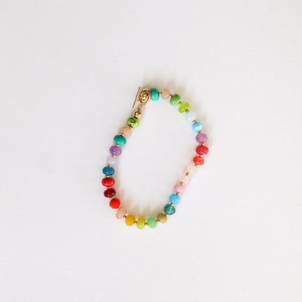 Natural Gemstone Bracelet + 14k Gold Filled Toggle : Skyline