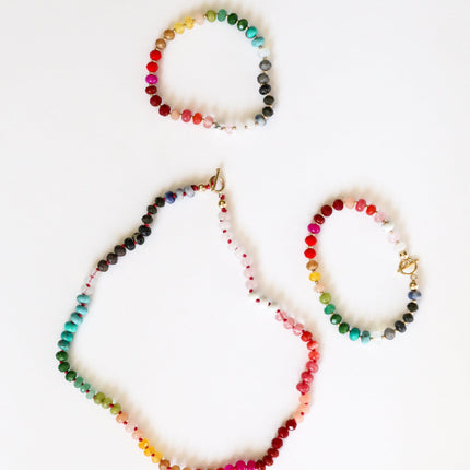 Natural Gemstone Bracelet + 14k Gold Filled Toggle : Paradise
