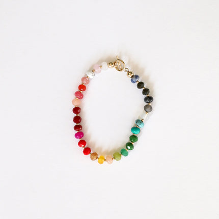 Natural Gemstone Bracelet + 14k Gold Filled Toggle : Paradise