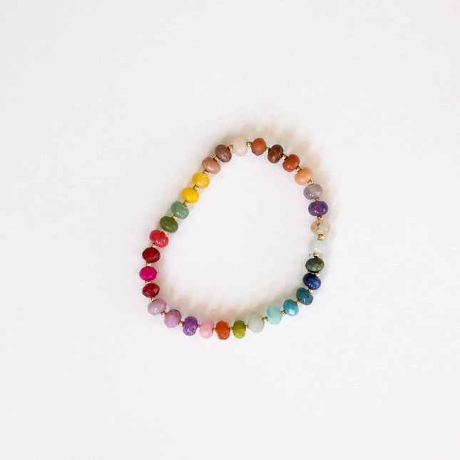 Natural Gemstone Bracelet + 14k Gold Filled Toggle : Gold Rush