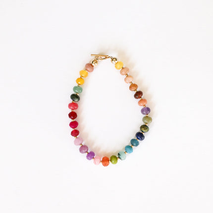 Natural Gemstone Bracelet + 14k Gold Filled Toggle : Gold Rush