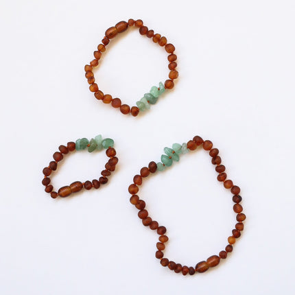 Raw Cognac Baltic Amber + Raw Aventurine || Anklet or Bracelet