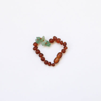 Raw Cognac Baltic Amber + Raw Aventurine || Anklet or Bracelet