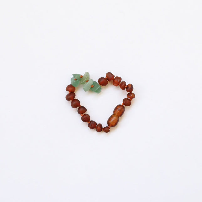Raw Cognac Baltic Amber + Raw Aventurine || Anklet or Bracelet