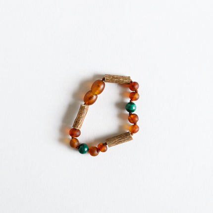 Hazelwood || Raw Cognac Baltic Amber + Malachite || Anklet or Bracelet