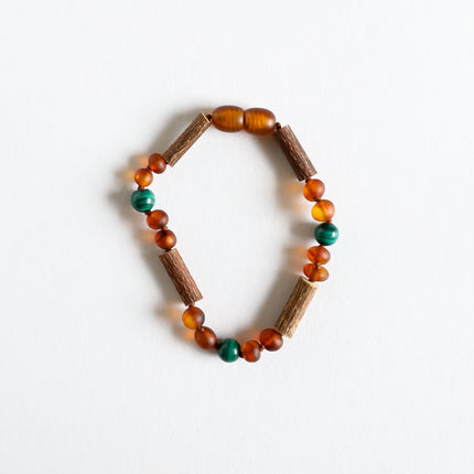 Hazelwood || Raw Cognac Baltic Amber + Malachite || Anklet or Bracelet