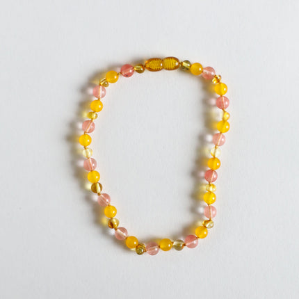 Polished Honey Baltic Amber + Honeysuckle Gemstones || Necklace