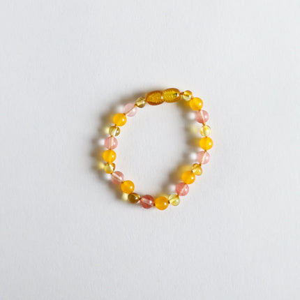 Polished Honey Baltic Amber + Honeysuckle Gemstones || Anklet or Bracelet