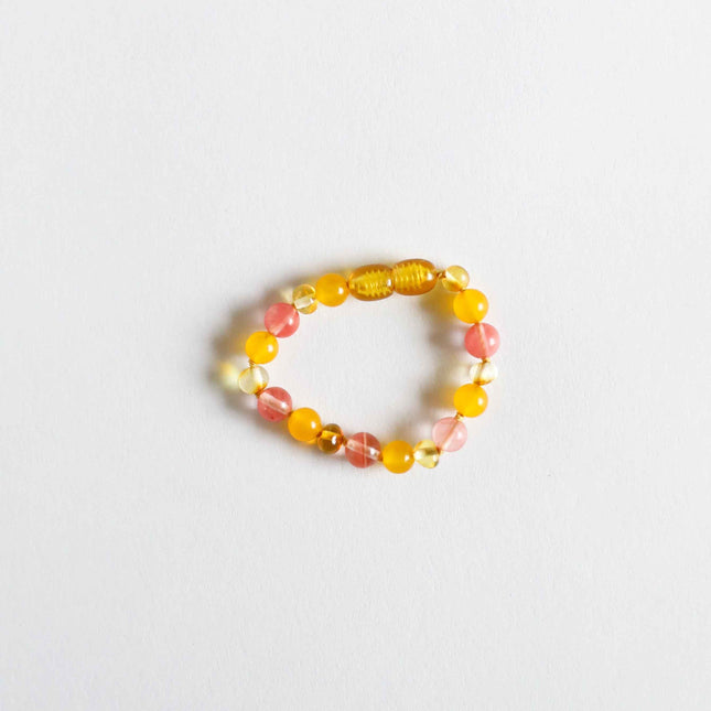 Polished Honey Baltic Amber + Honeysuckle Gemstones || Anklet or Bracelet